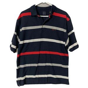 VINTAGE Karl Kani Gold Polo Shirt Large Men Blue Red White Striped Golf Casual
